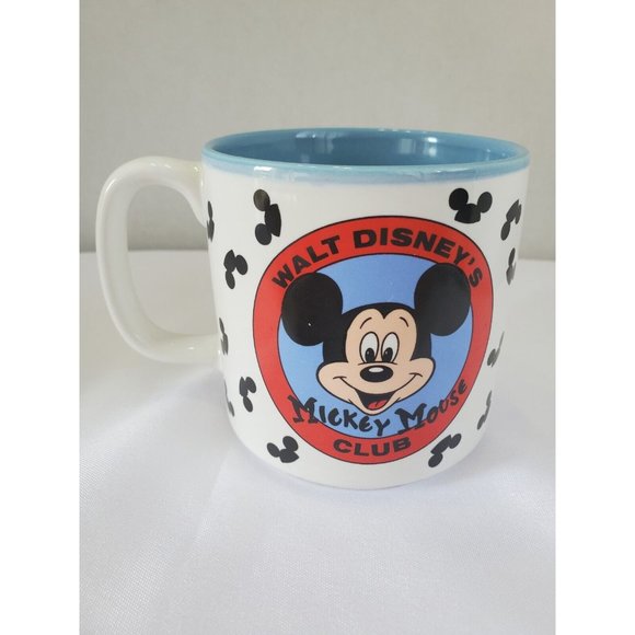 MICKEY MOUSE CLUB MUG Coffee Cup Walt Disney Mouse Ears Blue Interior - Picture 12 of 12